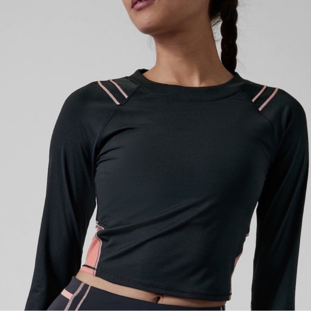 Athleta Ignite Black and Pink Women's Top Size M